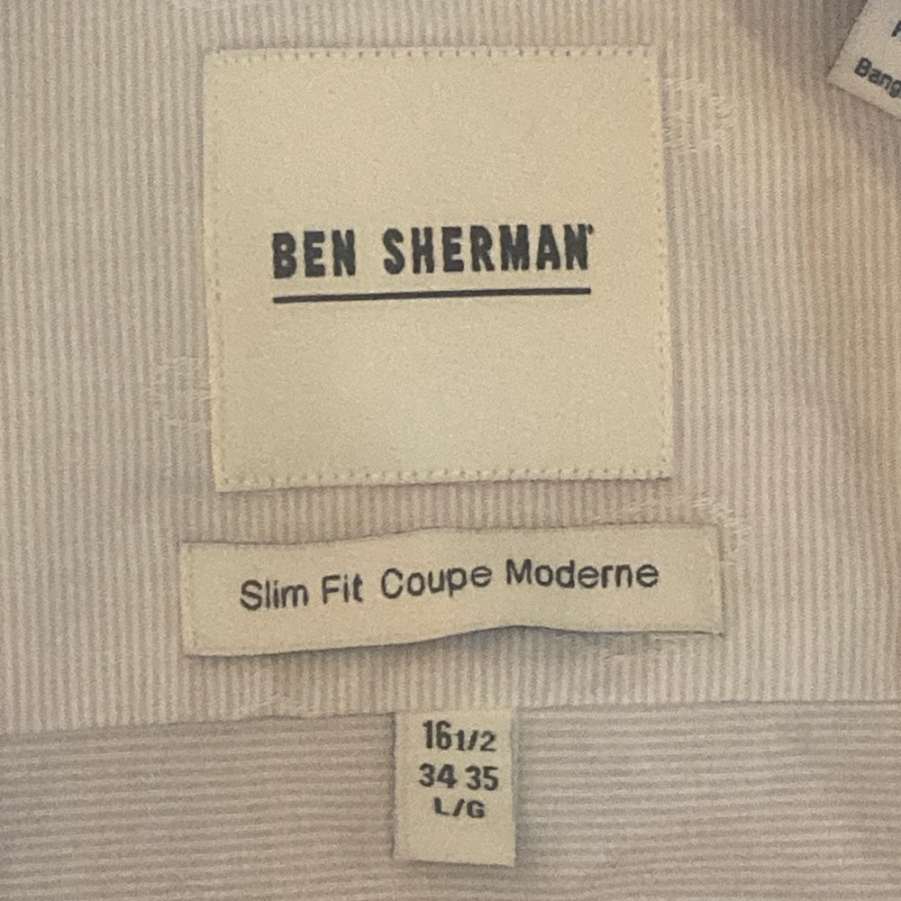 Men’s button down, grey/white pinstriped, Ben Sherman shirt, size 16 1/2